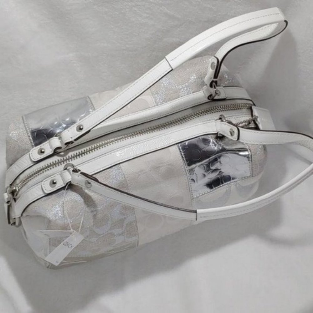 Coach Stunning White & Silver Signature Satchel - Picture 6 of 15